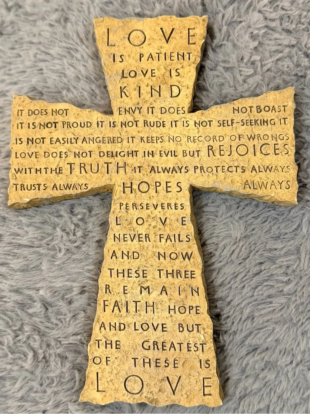 Vintage Wall Cross Decor 1 Corinthians 13:4-8 “Love is Patient”